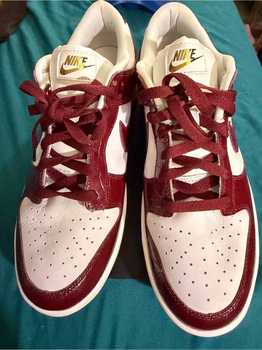 Nike Men’s Low-Top Sneakers in White & Burgundy